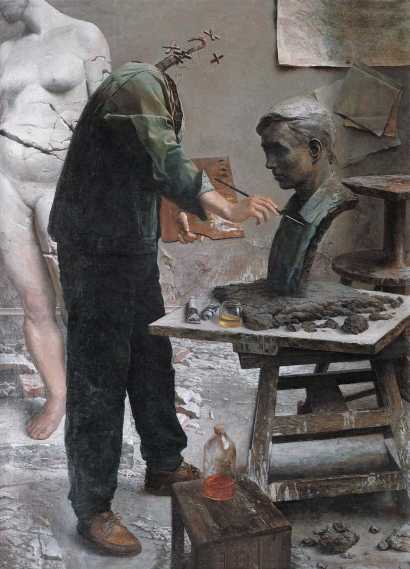 徐芒耀 1993年作 雕塑工作室系列之三—上色